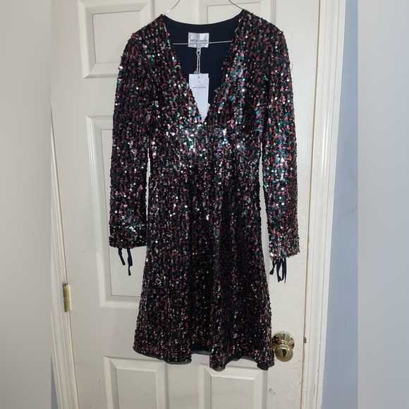 New Antik Batik Lazer Lace-up Sequin Tulle Mini Dress SZ 6 - Picture 8 of 16